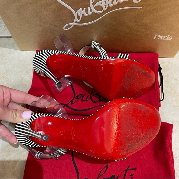 CHRISTIAN LOUBOUTIN JONATINA 100 STRIPES HEELS - Picture 7 of 9
